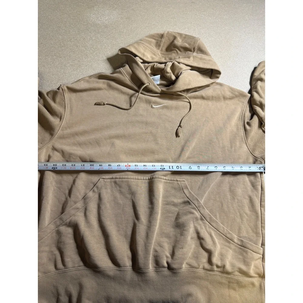 Nike Solo Swoosh Hoodie Mens XL Tan Khaki‎ Center Swoosh Pullover Sweatshirt